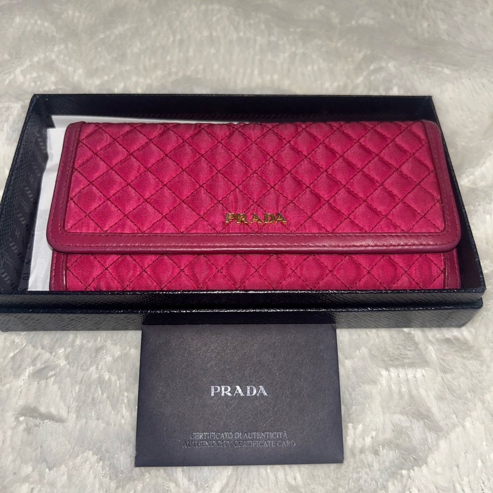 Prada Red Quilted Clutch with Gold Logo full inclusion!